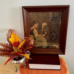 Vintage Framed Spinning Wheel Artwork